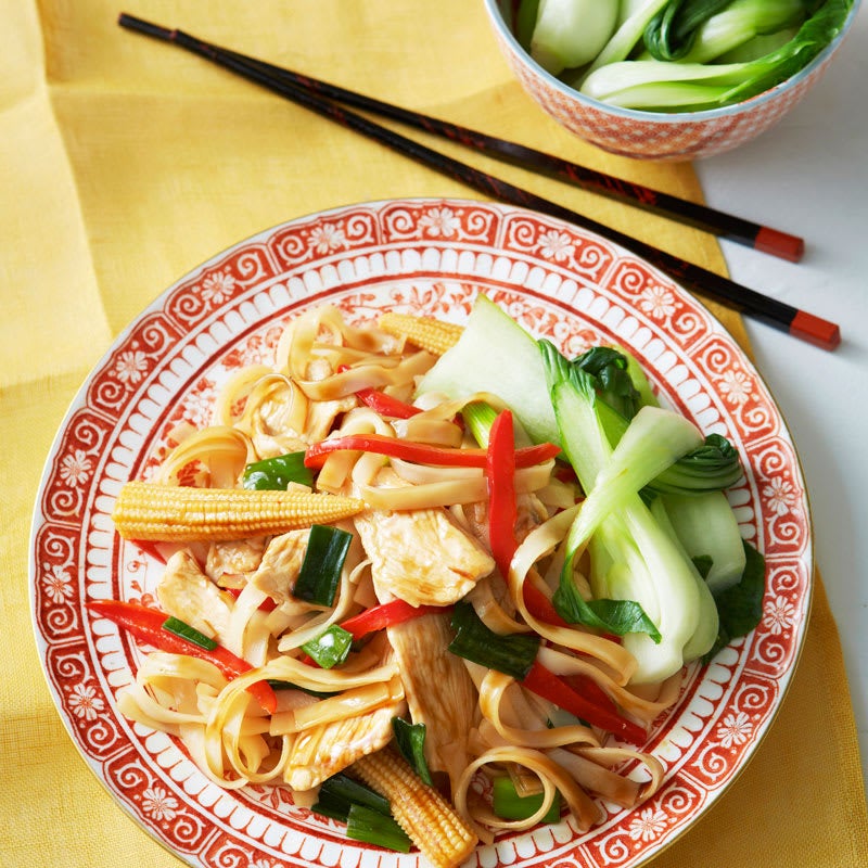 Photo of Chicken, rice noodle and vegetable stir-fry by WW