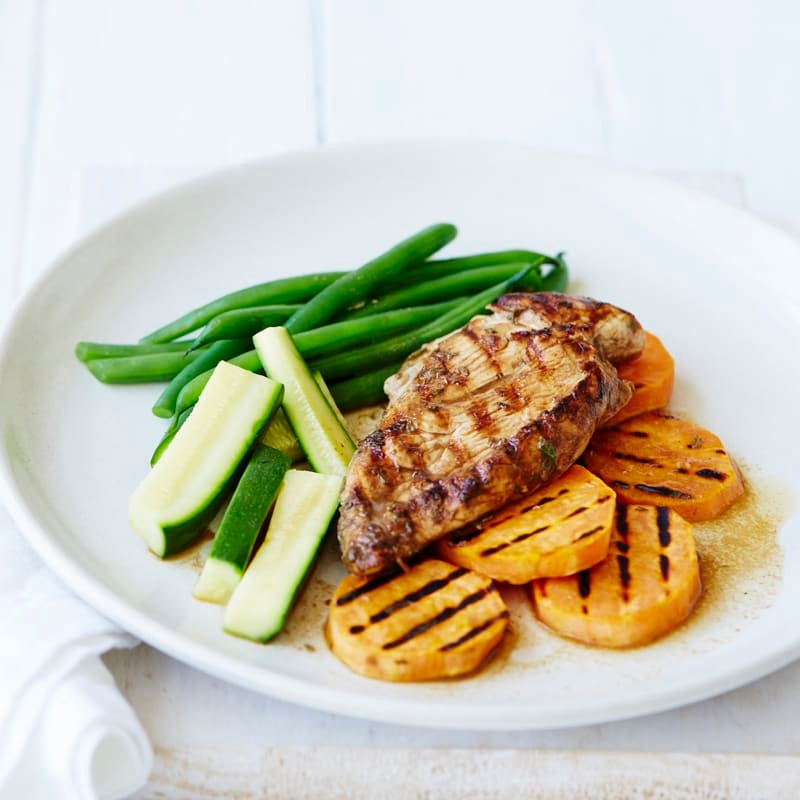 Photo of Dijon, maple and rosemary chicken with grilled sweet potato by WW