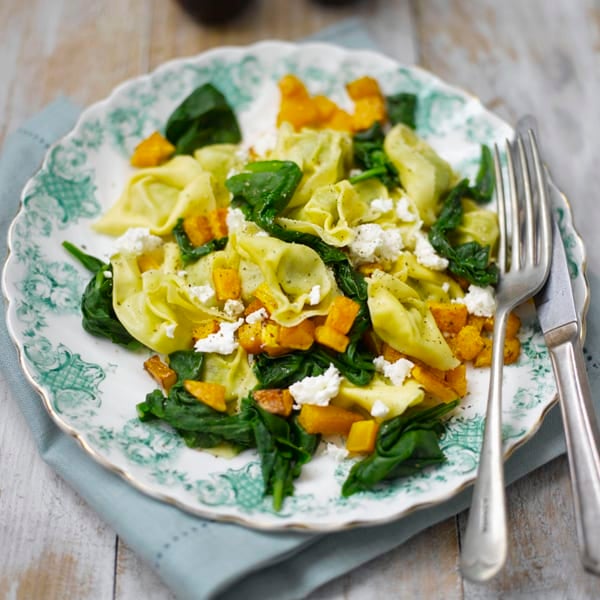 Photo of Spinach tortelloni with roasted squash and feta by WW
