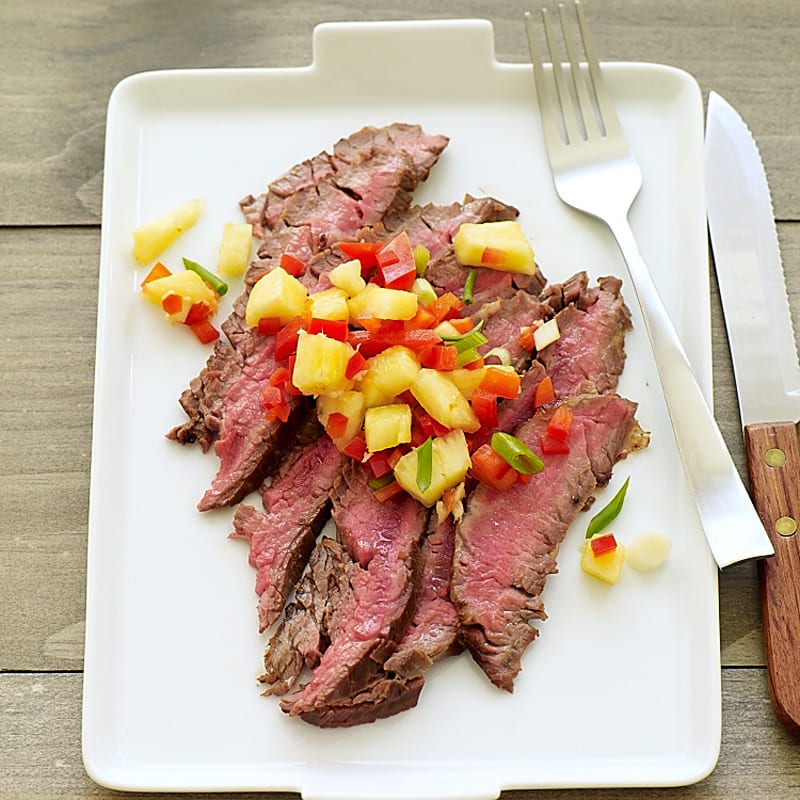 Photo of Asian-Spiced Flank Steak with Pineapple-Pepper Salsa by WW