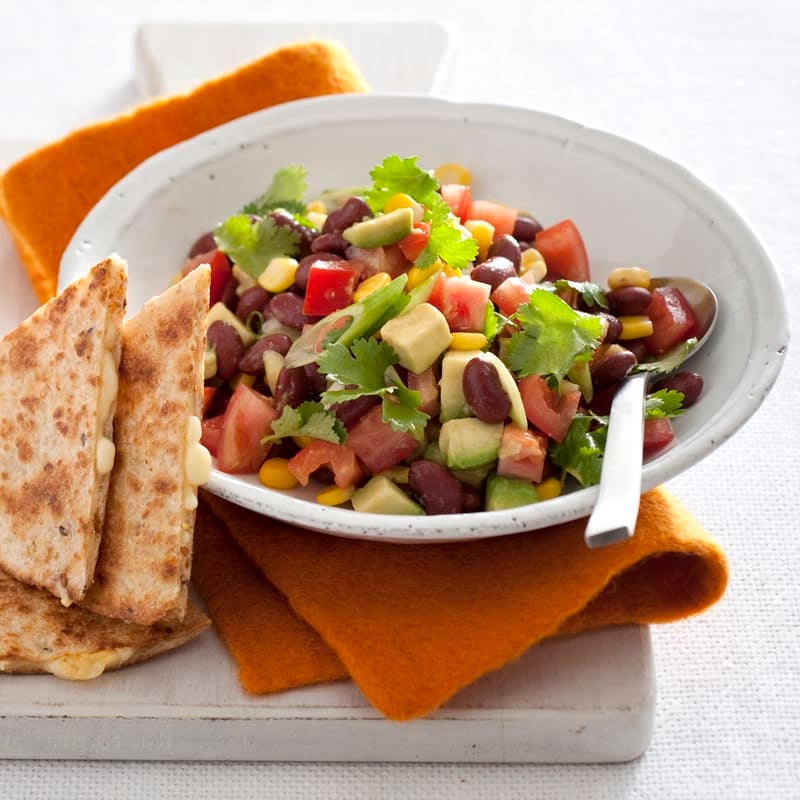 Photo of Cheese quesadillas with bean and corn salad by WW