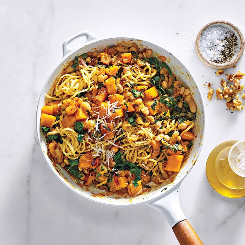 Photo of Spaghetti with Butternut Squash, White Beans & Kale by WW