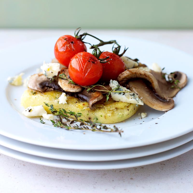 Photo of Griddled polenta with mushrooms, tomatoes & blue cheese by WW