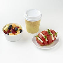 Photo of Latte, Fruit, and Caprese Salad by WW