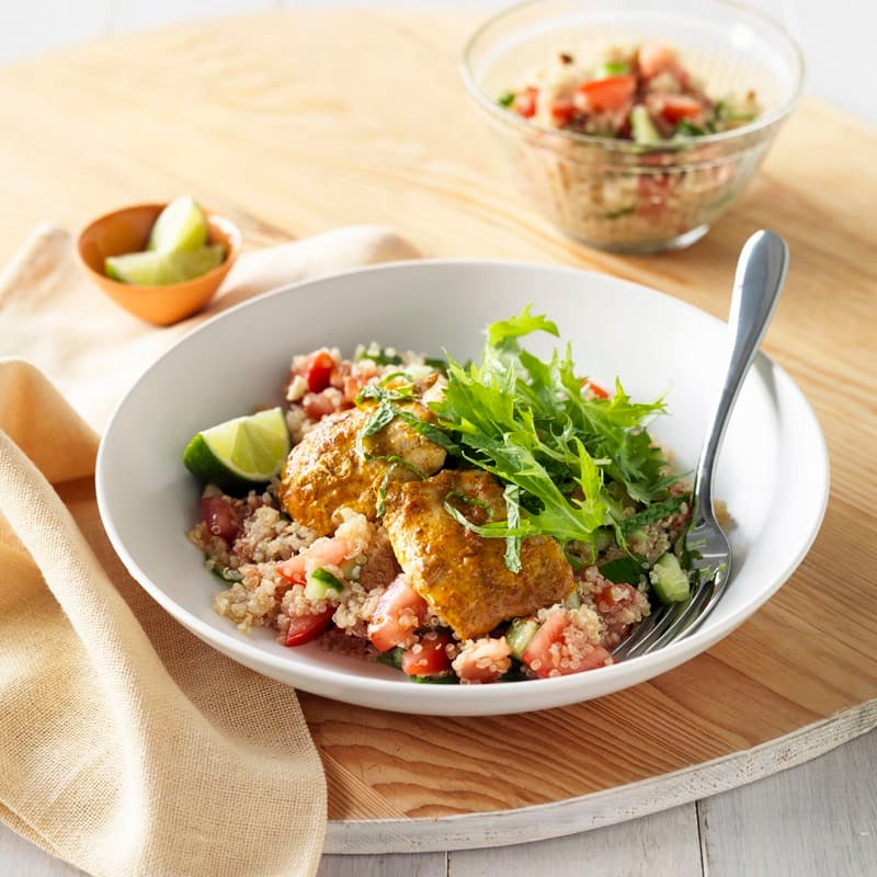 Photo of Indian chicken with cucumber, tomato and quinoa by WW