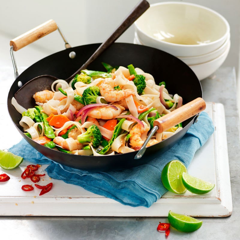 Photo of Prawn and vegetable pad Thai noodle stir-fry by WW