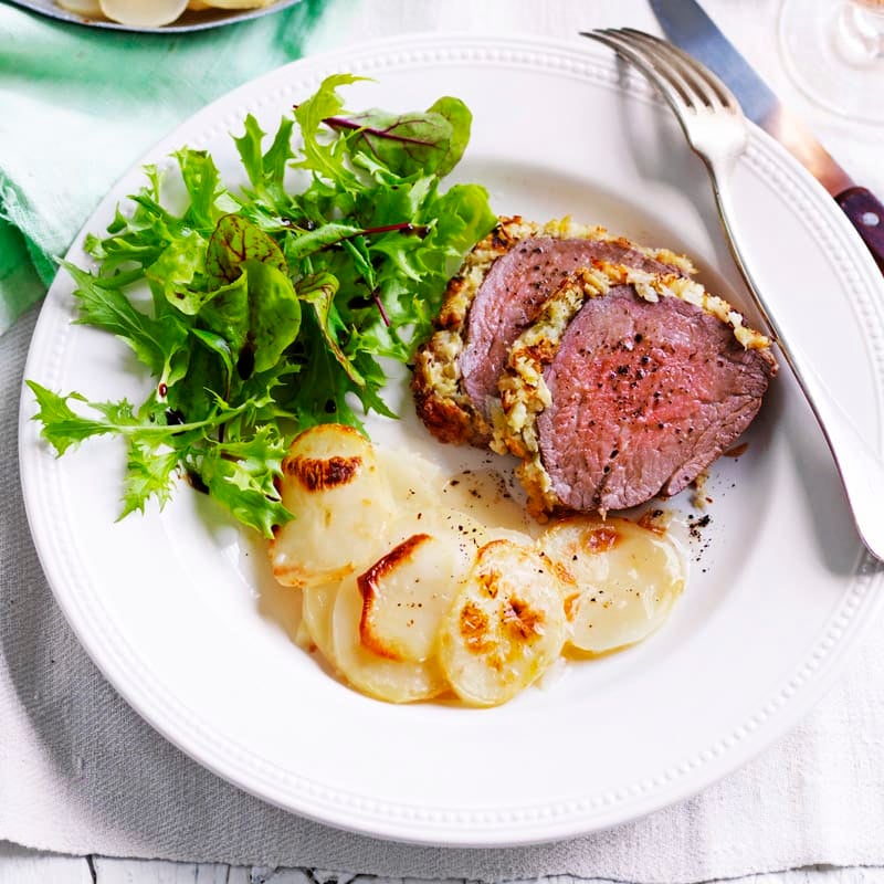 Photo of Leek-crusted beef fillet with potato bake by WW