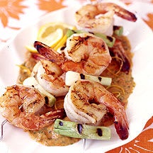 Photo of Shrimp and Scallion Skewers with Creamy Grilled Pepper Sauce by WW