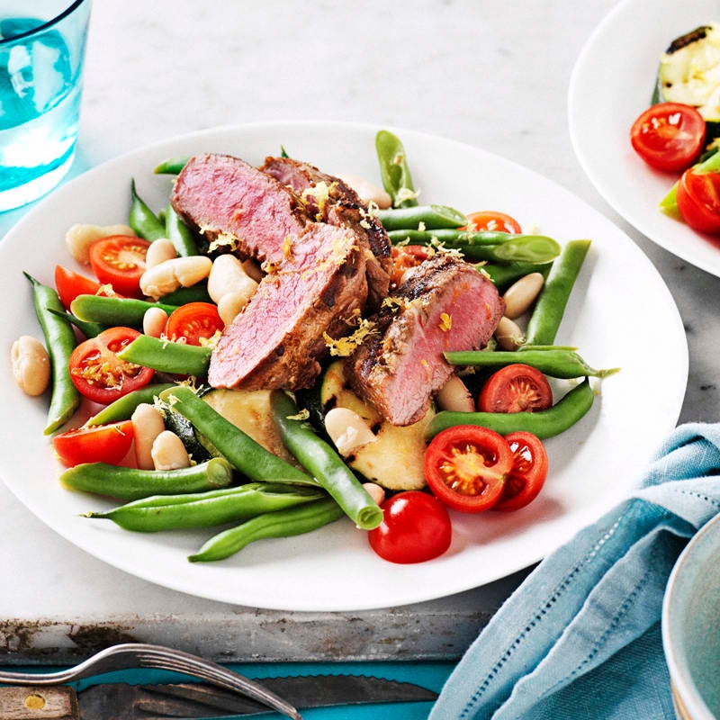 Photo of Grilled lamb with zucchini, tomato and bean salad by WW