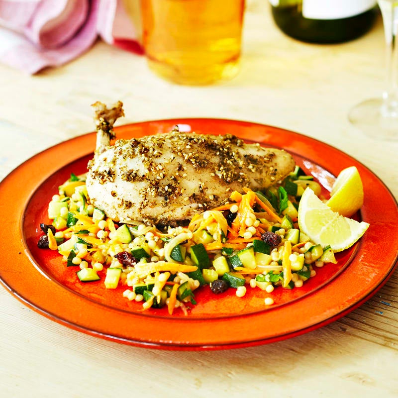 Photo of Za'atar roast chicken with Israeli couscous salad by WW