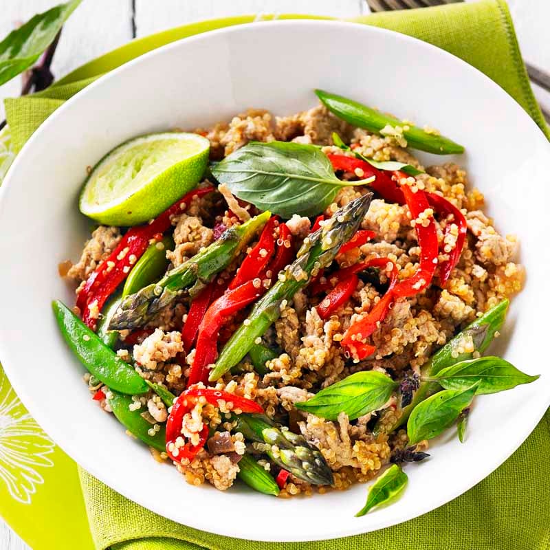 Photo of Spicy chicken, asparagus and quinoa stir-fry by WW