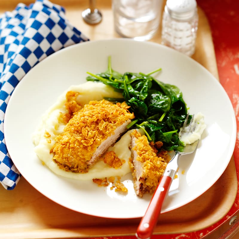 Photo of Southern fried chicken with mashed potato and greens by WW