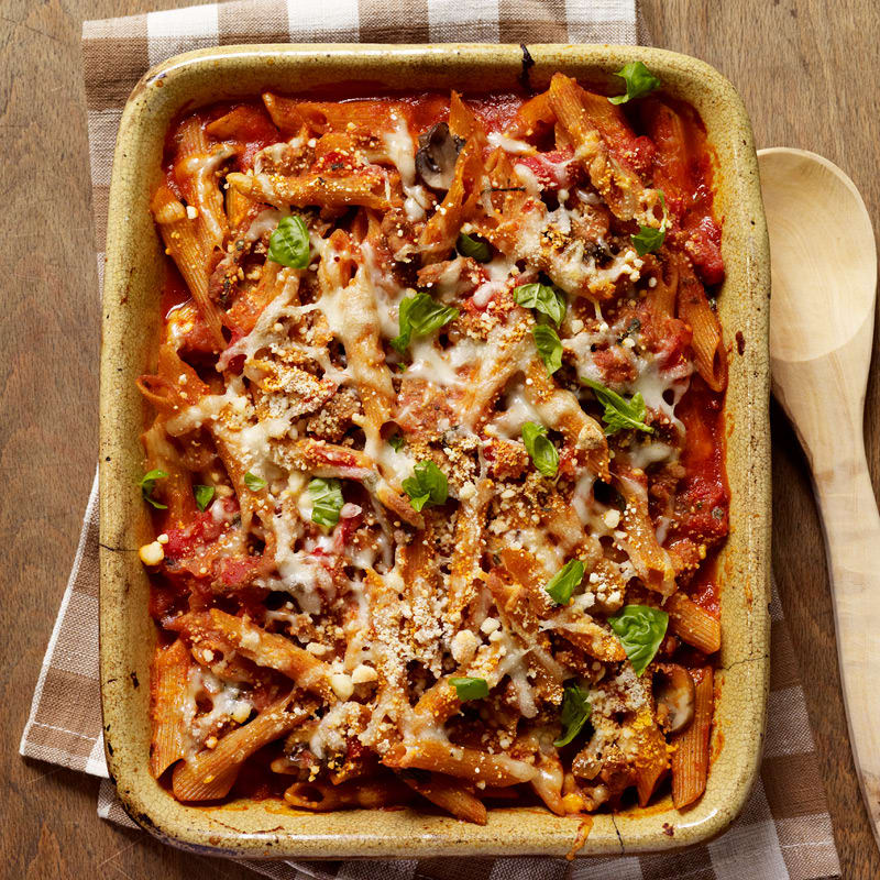 Photo of Baked penne with turkey, mushroom, and roasted pepper ragu by WW