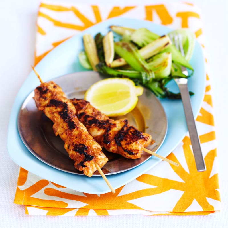 Photo of Red curry chicken skewers with grilled bok choy by WW
