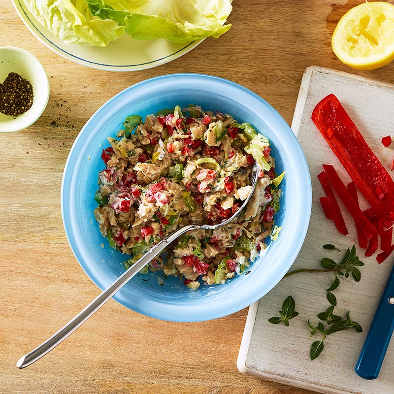 Photo of Mediterranean tuna salad with lemon, red pepper, and oregano by WW