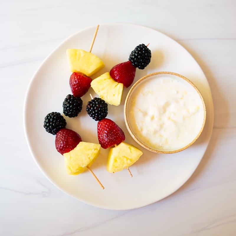 Photo of Fruit Kebabs with Piña Colada Dip by WW