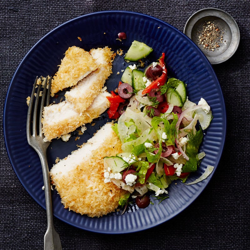 Photo of Oven­-fried Greek chicken milanese by WW