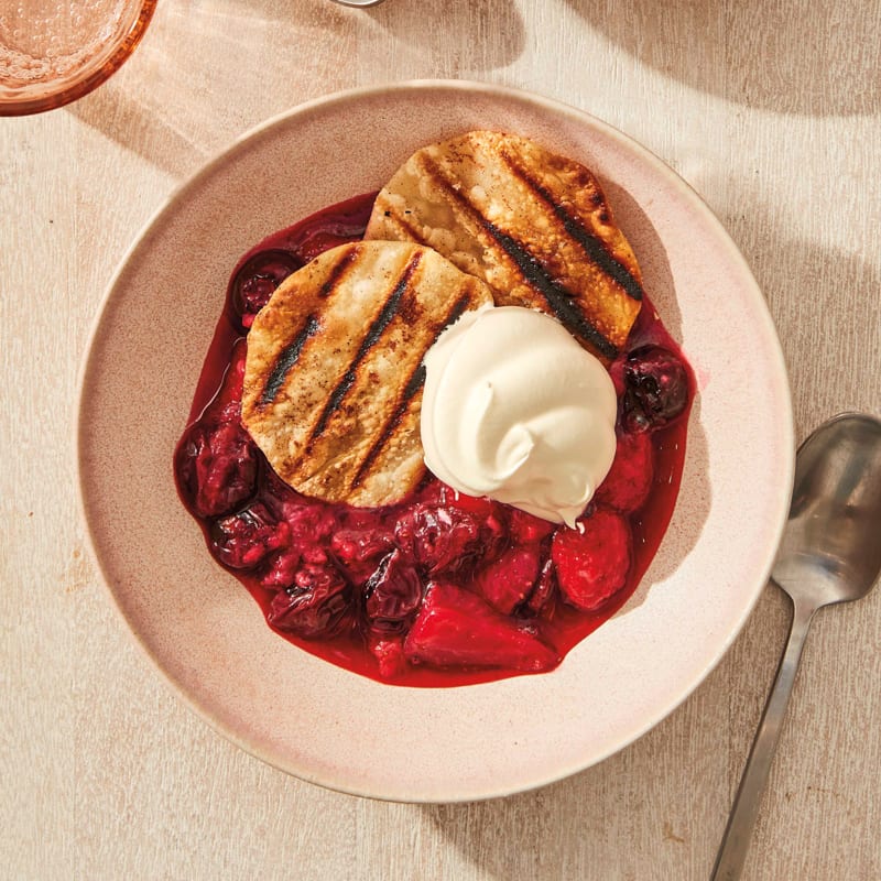 Grilled deconstructed berry pie