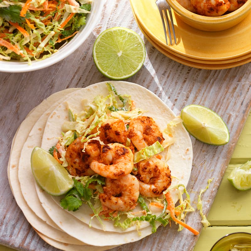 Photo of Chilli and lime prawn soft tacos with coleslaw by WW