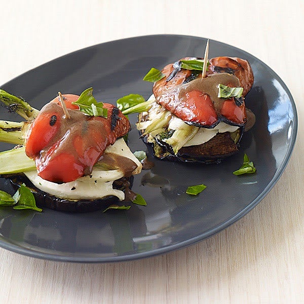 Photo of Grilled Vegetable and Fresh Mozzarella Stacks with Balsamic Drizzle by WW