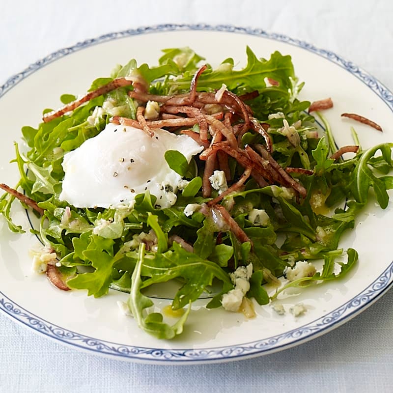 Photo of Arugula Salad with Crispy Back Bacon, Blue Cheese, and Egg by WW