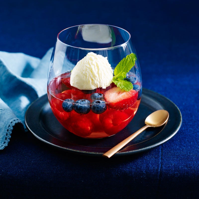 Photo of Berries in rosé jelly with sour cream sorbet by WW