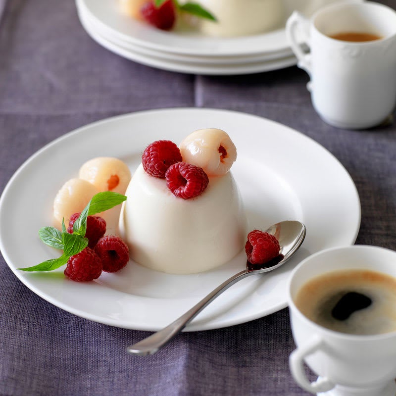 Photo of Rose-scented panna cotta with raspberries and lychees by WW