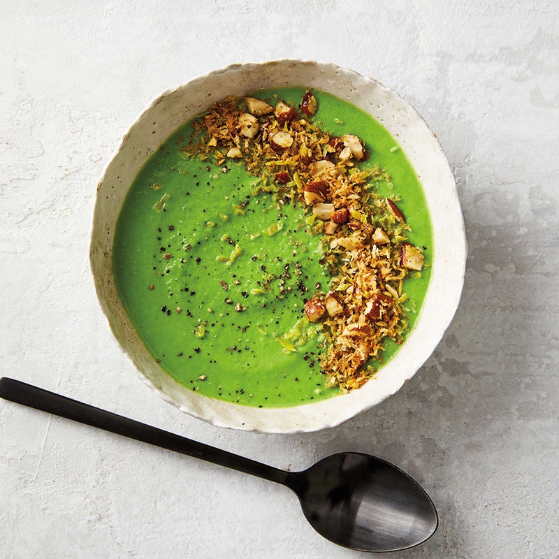 Photo of Green Pea Soup with Panko-Almond Topping by WW