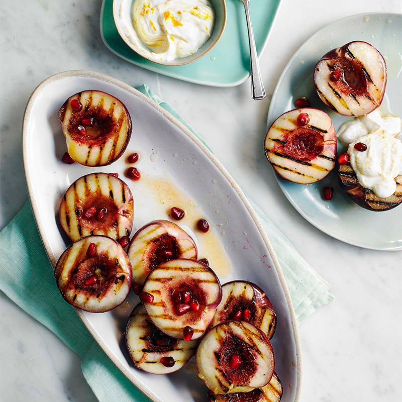 Photo of Grilled peaches with citrus-vanilla bean yogurt by WW