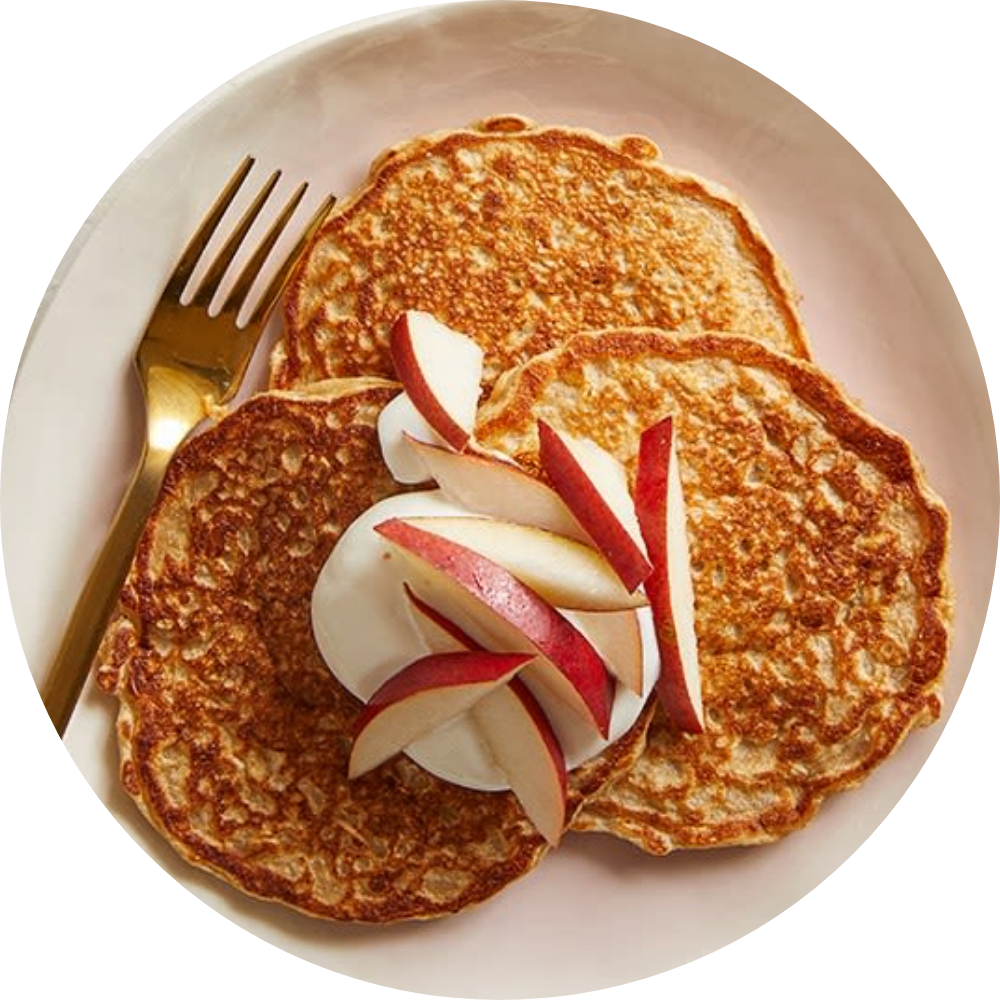 Buttermilk-Oat Pancakes with Yogurt & Pear