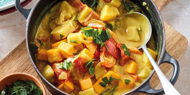 Recette du plan repas semaine  curry de pommes de terre et de mangue