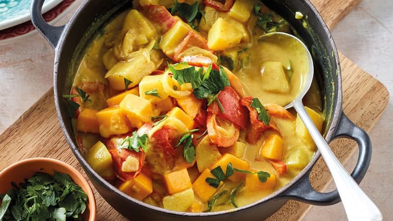 Recette du plan repas semaine  curry de pommes de terre et de mangue