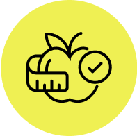 Hand-drawn icon shows an apple.