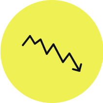 Hand-drawn icon shows a line graph trending downwards.