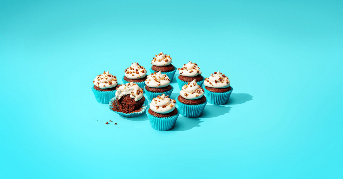 Cupcakes op een blauwe achtergrond - WeightWatchers
