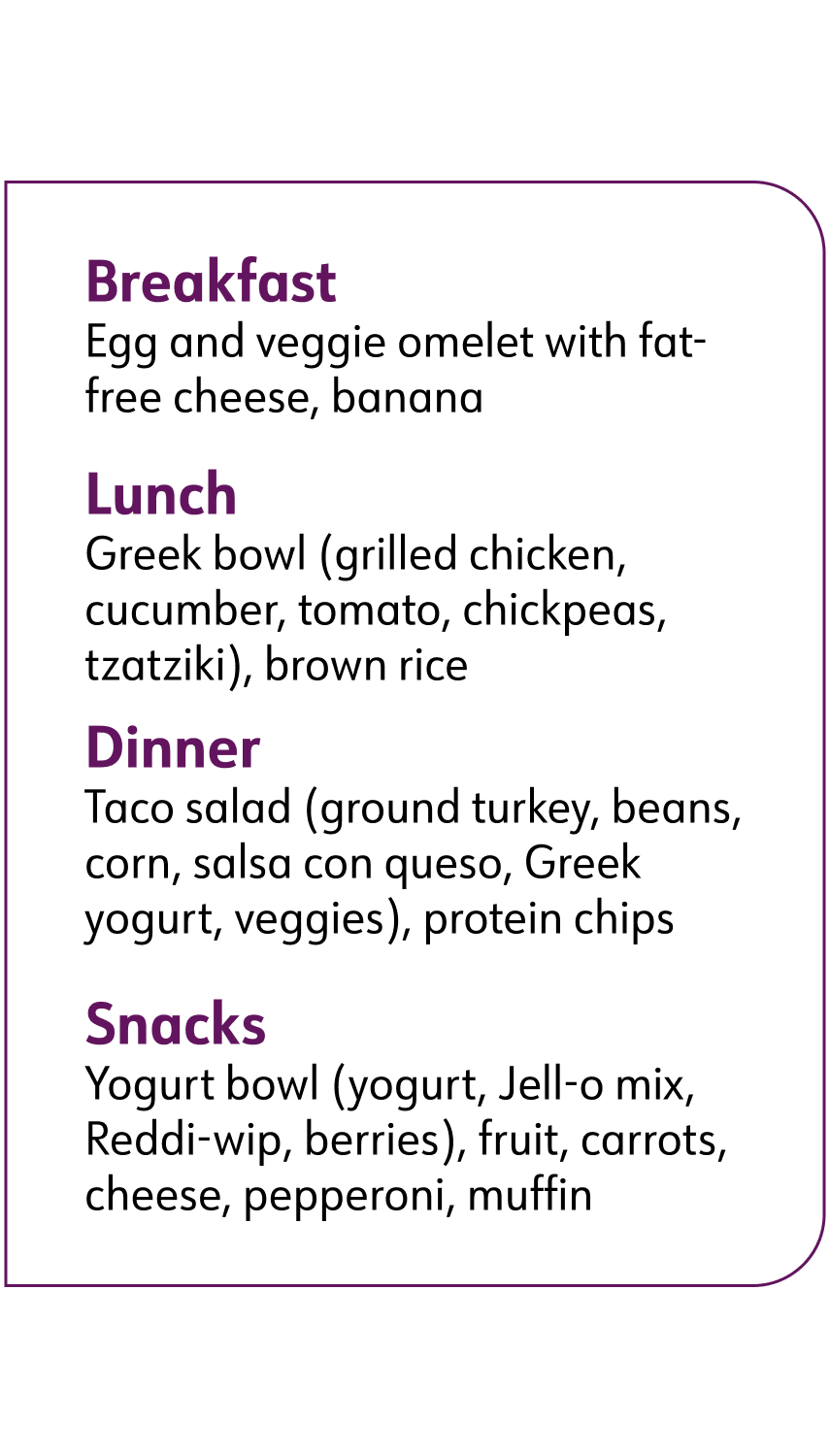 sample meal menu