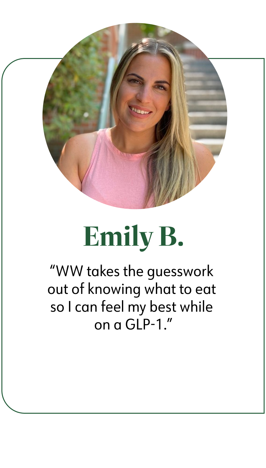 WW GLP-1 program member Emily B