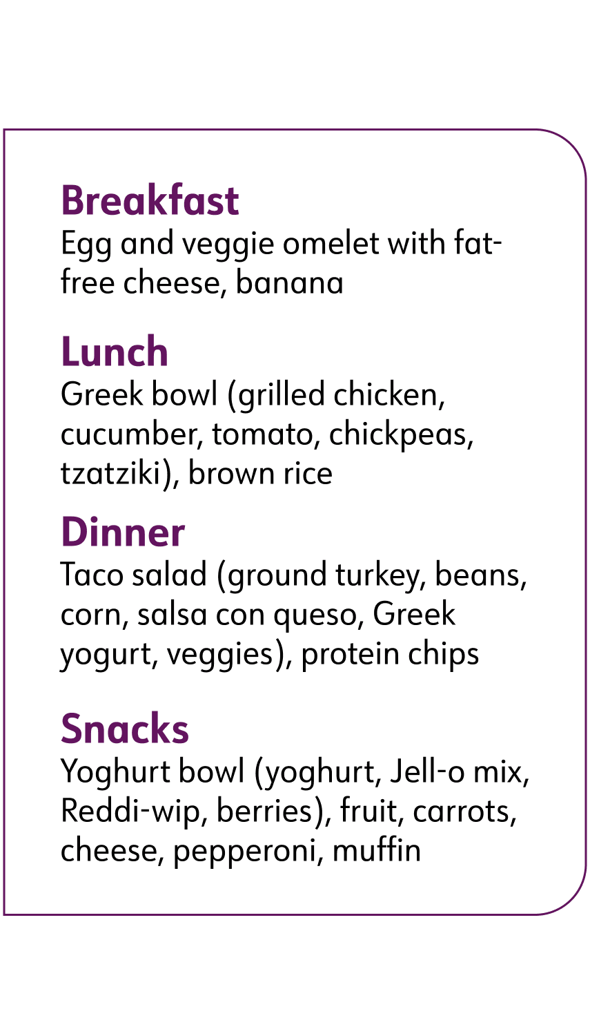 sample meal menu