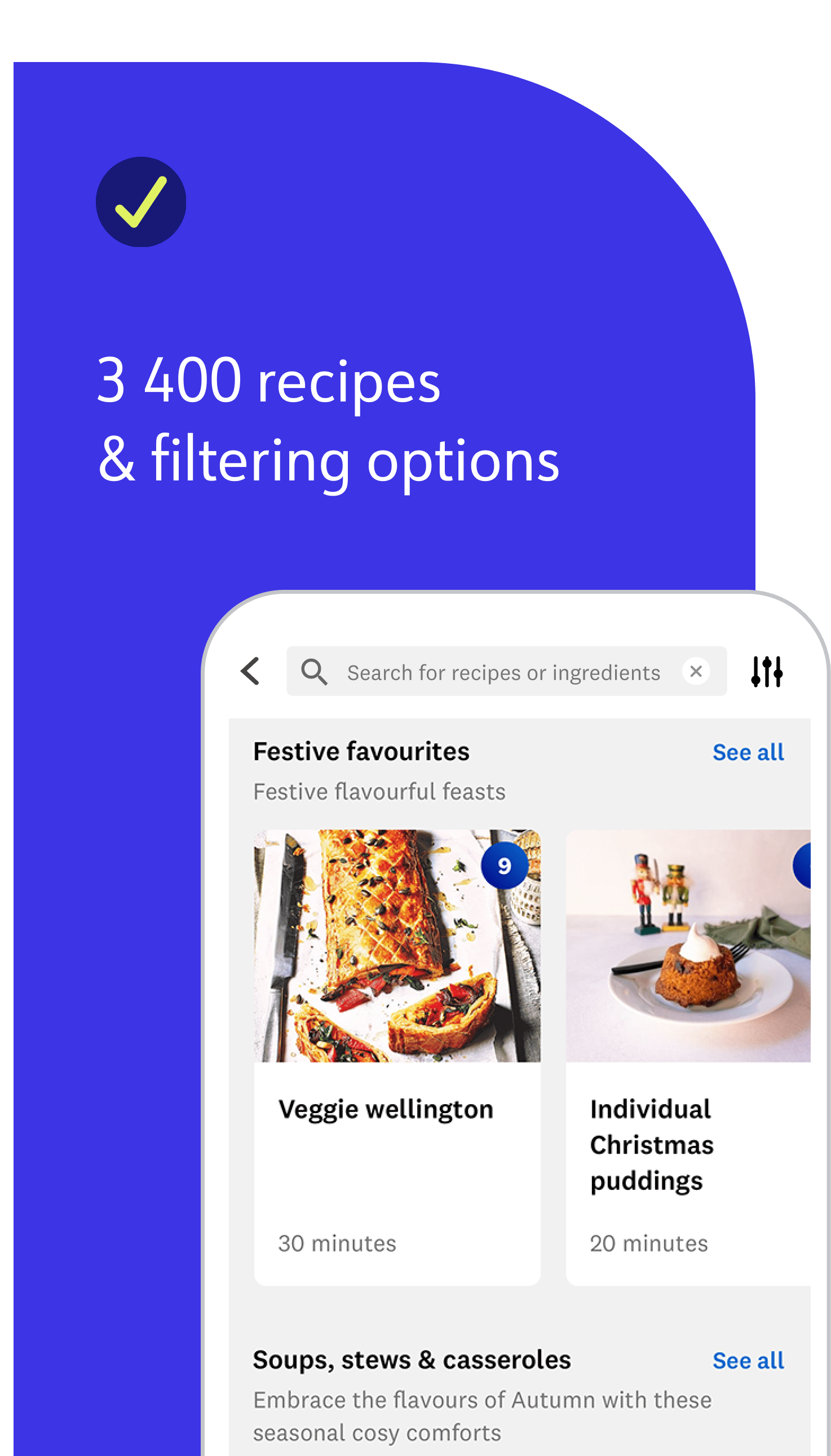 3400 recipes and filtering options  