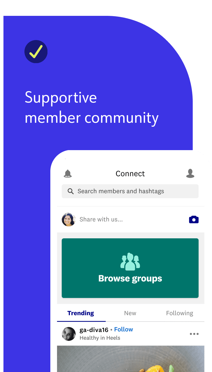 Find in the WW app supportive coach and member community.