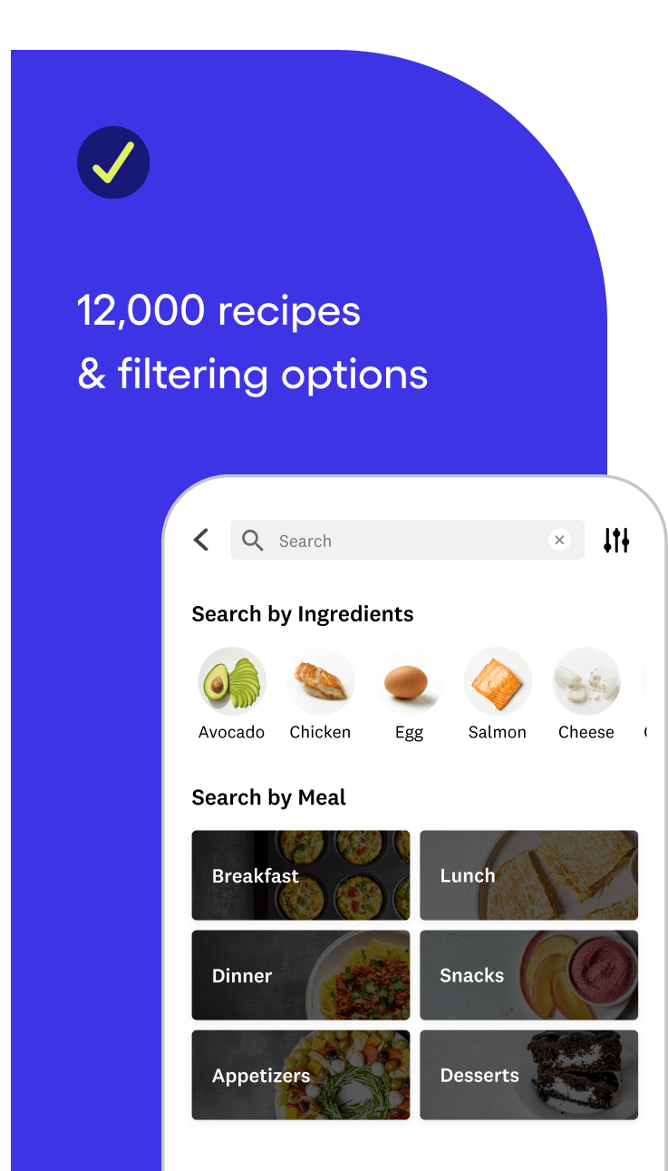 12,000 recipes & filtering options