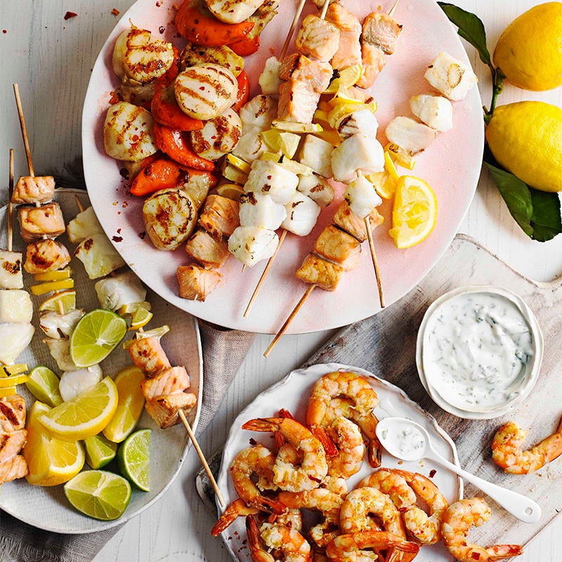 Photo of Grilled seafood with herbed yogurt sauce by WW