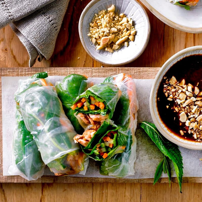 Photo of Grilled salmon rice paper rolls by WW