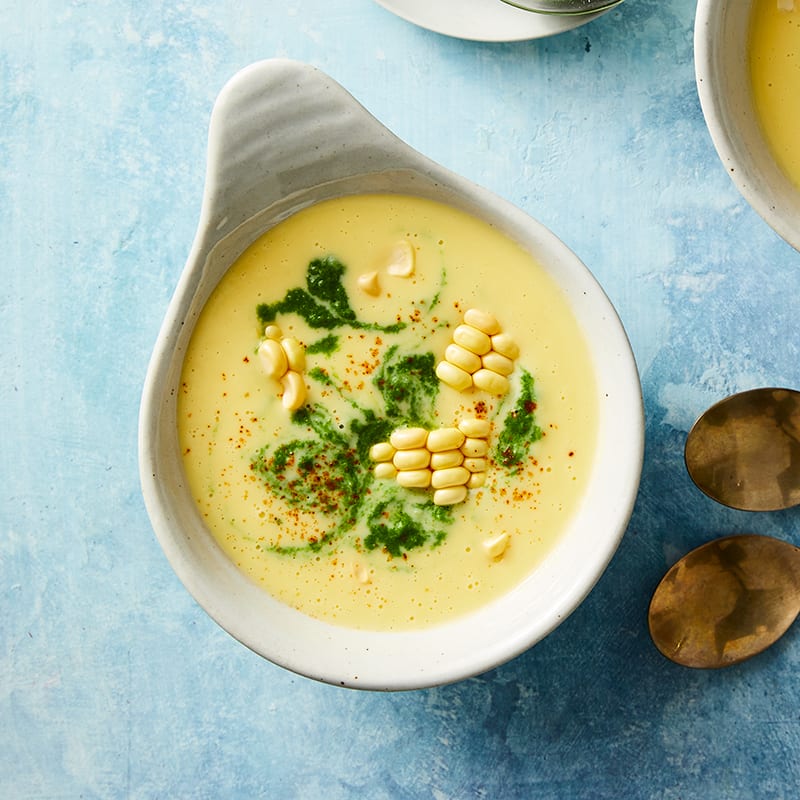 Photo of Chilled Corn Soup with Spicy Cilantro Drizzle by WW