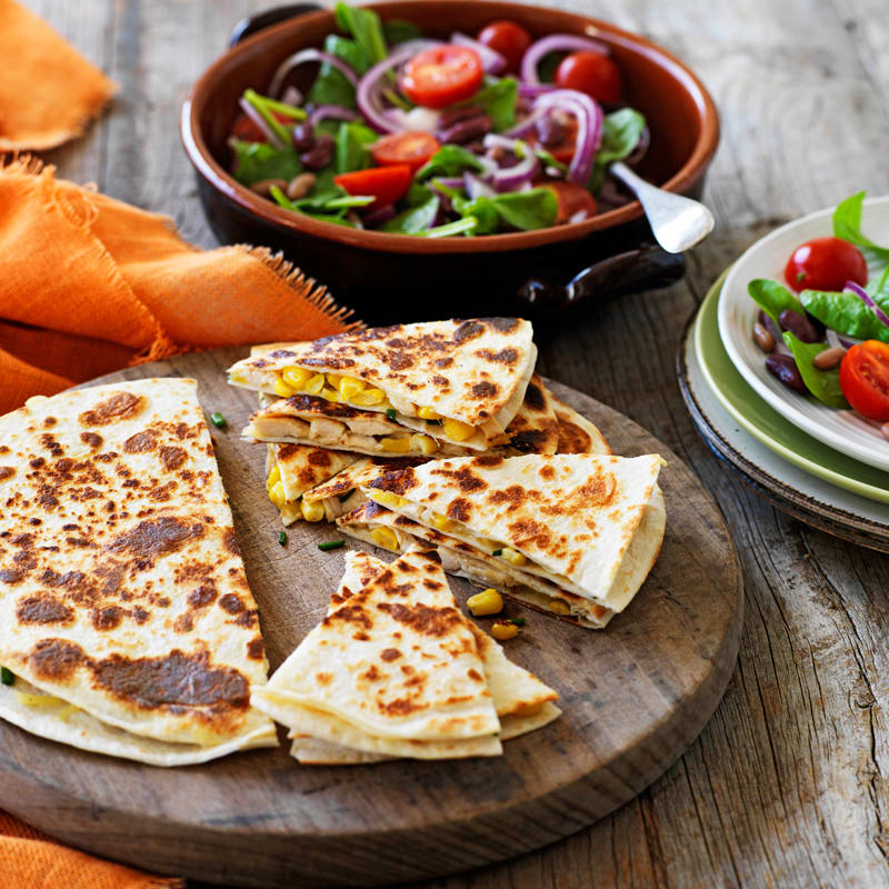 Photo of Chicken and corn quesadillas with bean salad by WW