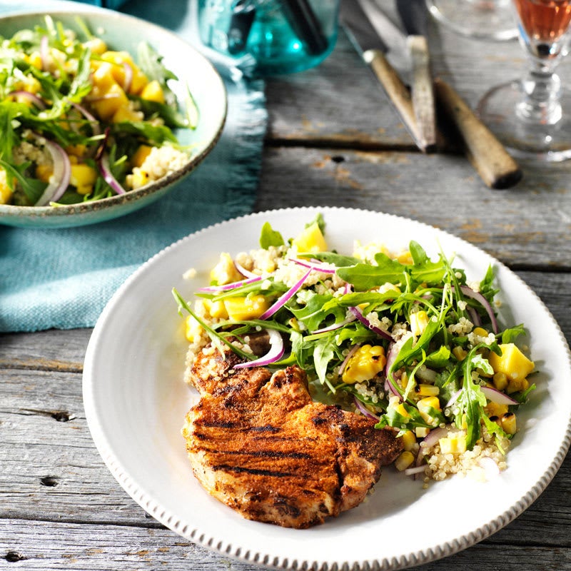 Photo of Spice-rubbed pork chops with quinoa salad by WW
