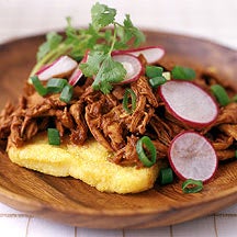 Photo of Mexican-Style Chicken with Ancho Pepper and Roasted Garlic Sauce on Crispy Polenta by WW