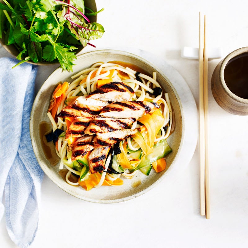 Photo of Teriyaki chicken with warm udon and seaweed salad by WW