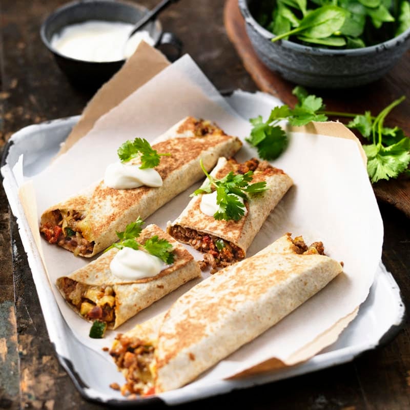 Photo of Lentil, spiced beef and roast capsicum burritos by WW