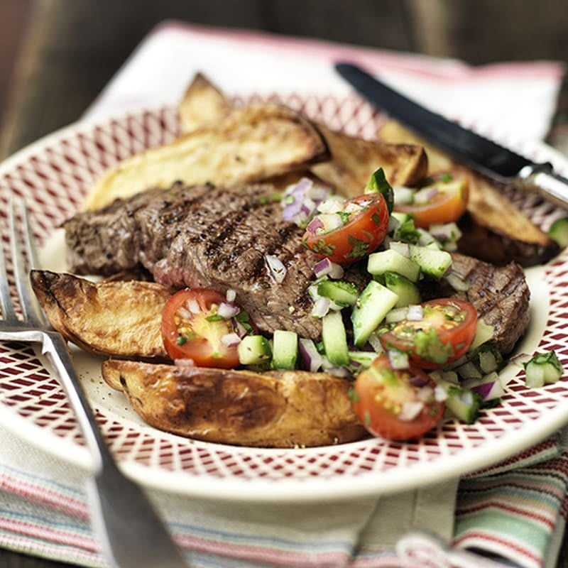 Photo of Chargrilled Steak with Crispy Potato Wedges. by WW